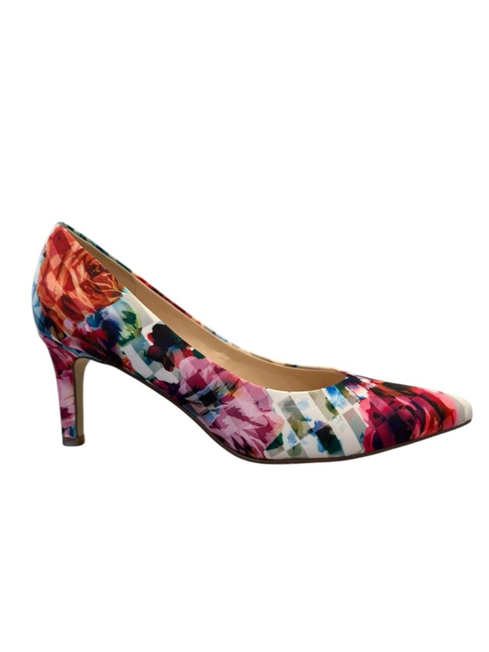 Stunning floral fabric mid heel classic pumps EXCELLENT 6.5